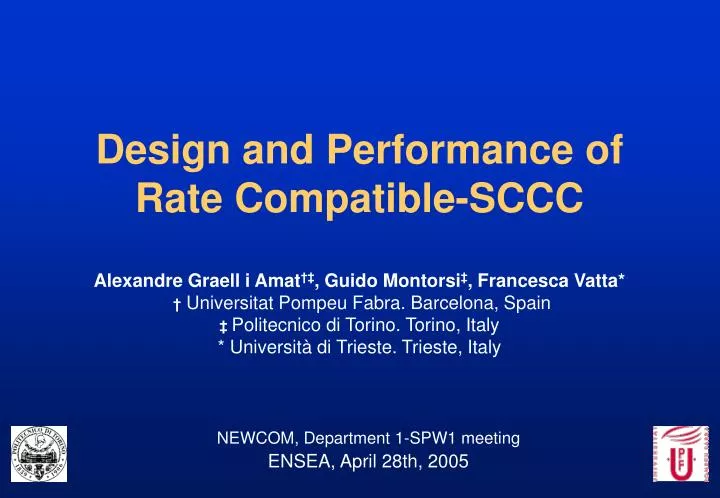 newcom department 1 spw1 meeting ensea april 28th 2005