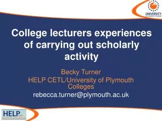 College lecturers experiences of carrying out scholarly activity