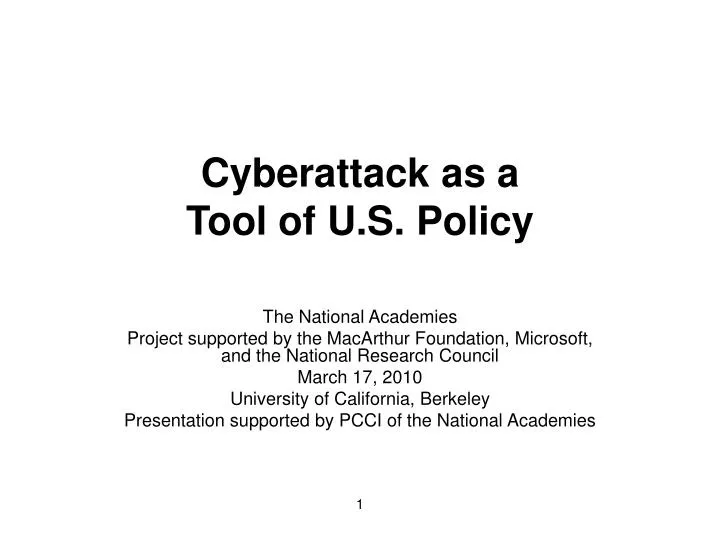 cyberattack as a tool of u s policy