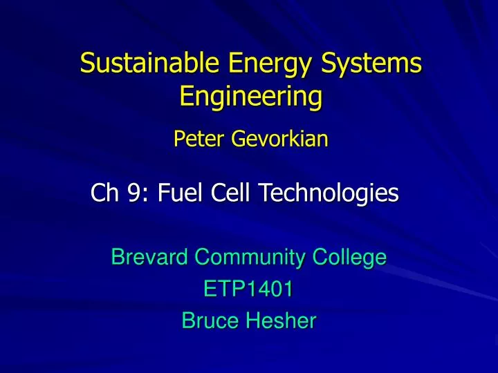 sustainable energy systems engineering peter gevorkian