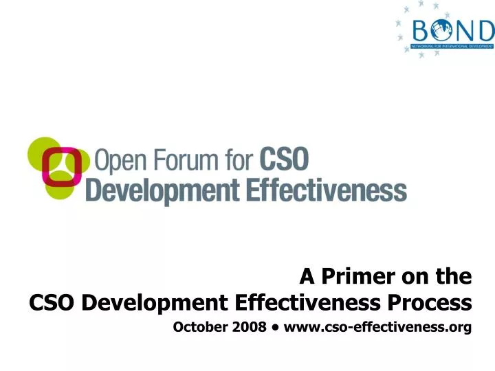 a primer on the cso development effectiveness process october 2008 www cso effectiveness org