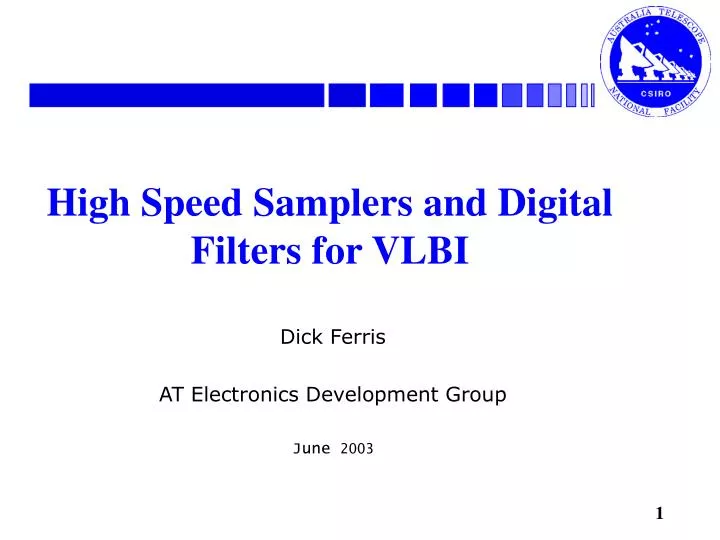 high speed samplers and digital filters for vlbi