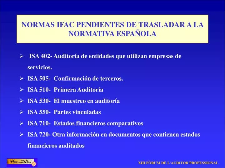 normas ifac pendientes de trasladar a la normativa espa ola