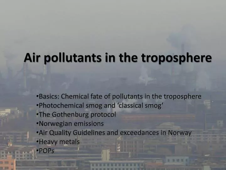 air pollutants in the troposphere
