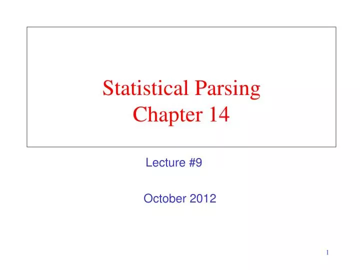 statistical parsing chapter 14