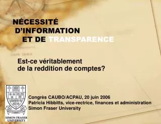 n cessit d information et de transparence