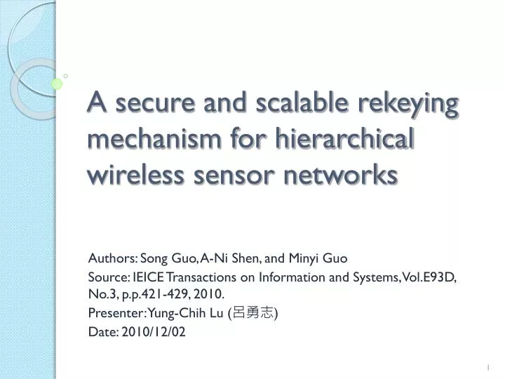 a secure and scalable rekeying mechanism for hierarchical wireless sensor networks