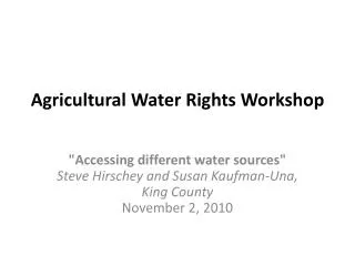 Agricultural Water Rights Workshop