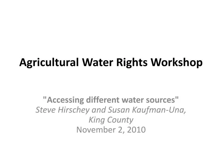 agricultural water rights workshop