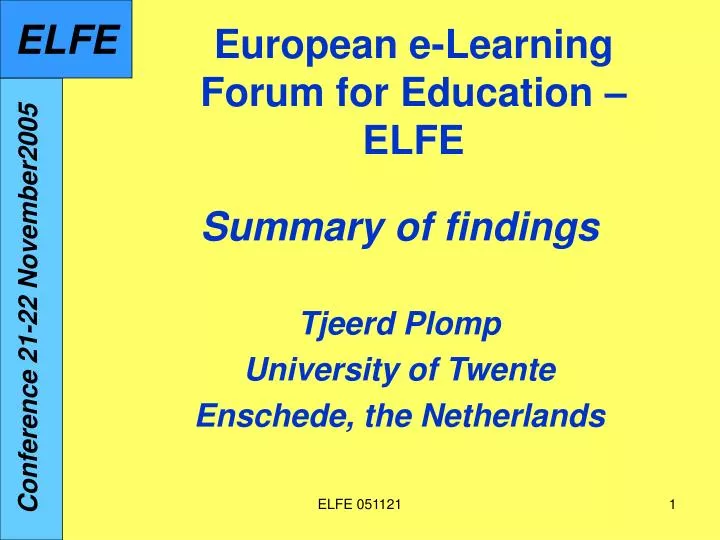 european e learning forum for education elfe