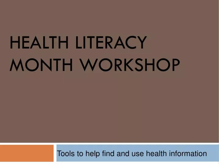 health literacy month workshop