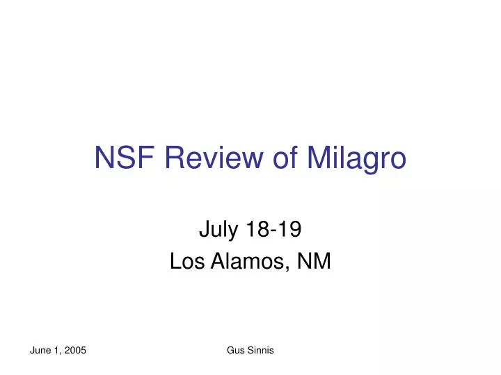nsf review of milagro