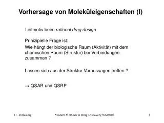 vorhersage von molek leigenschaften i