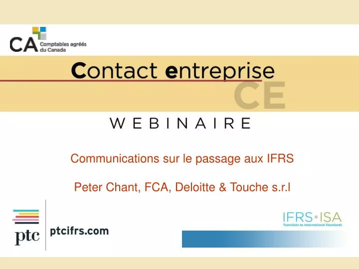 communications sur le passage aux ifrs peter chant fca deloitte touche s r l