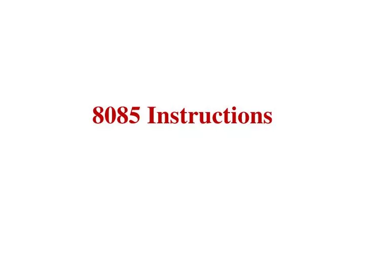 8085 instructions