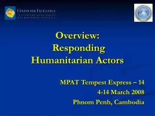 Overview: Responding Humanitarian Actors