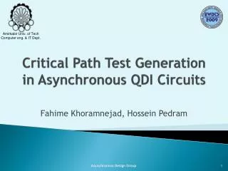 Critical Path Test Generation in Asynchronous QDI Circuits