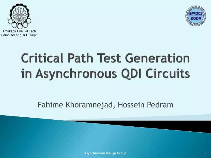 critical path test generation in asynchronous qdi circuits