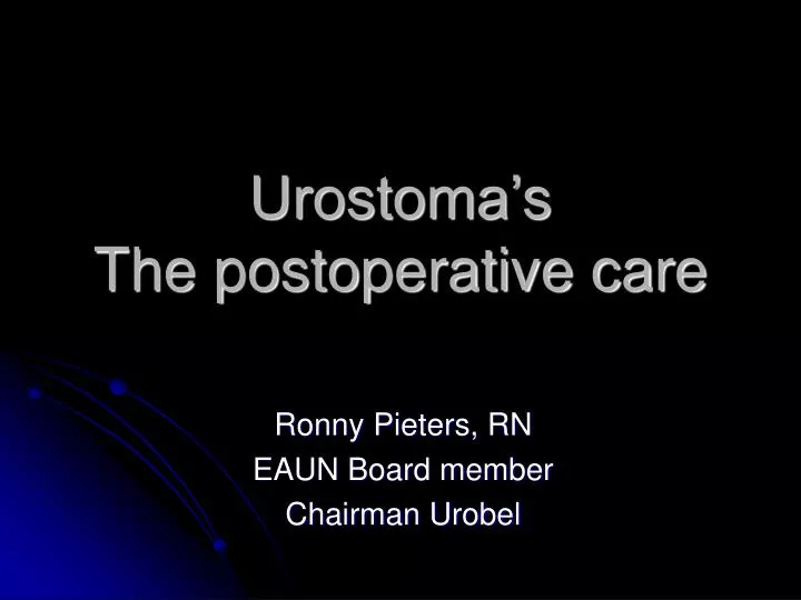 urostoma s the postoperative care