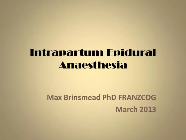 intrapartum epidural anaesthesia