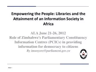 Empowering the People: Libraries and the Attainment of an Information Society in Africa