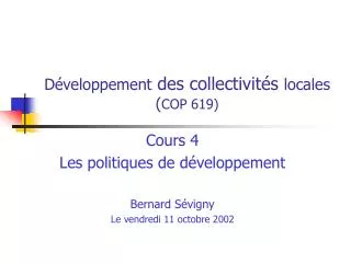 d veloppement des collectivit s locales cop 619