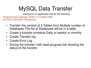 MySQL Data Transfer