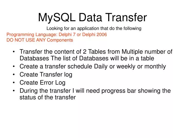 mysql data transfer