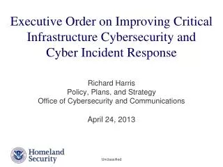 Executive Order on Improving Critical Infrastructure Cybersecurity and Cyber Incident Response