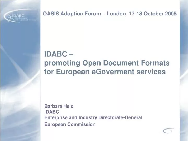 idabc promoting open document formats for european egoverment services