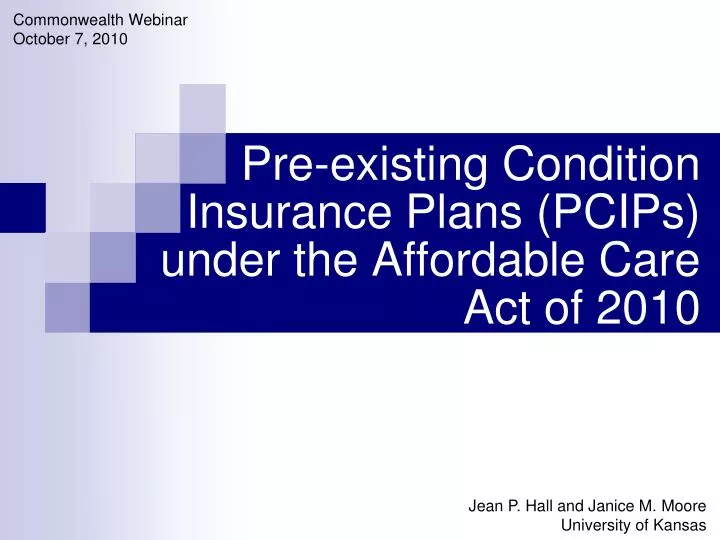 pre existing condition insurance plans pcips under the affordable care act of 2010