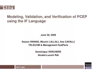 Modeling, Validation, and Verification of PCEP using the IF Language