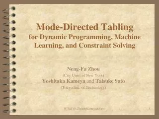 Mode-Directed Tabling for Dynamic Programming, Machine Learning, and Constraint Solving