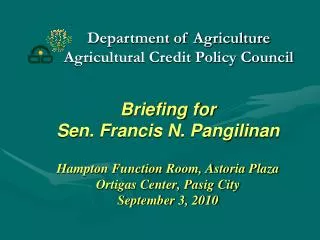 Department of Agriculture Agricultural Credit Policy Council