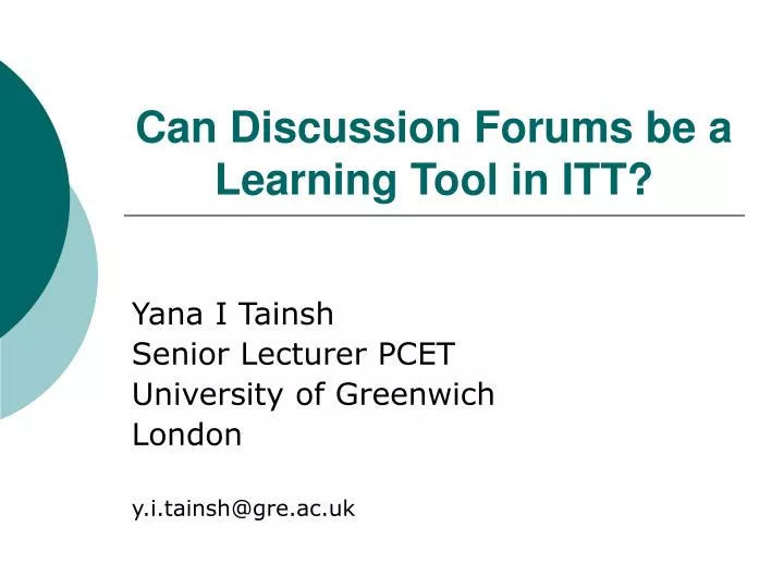 can discussion forums be a learning tool in itt