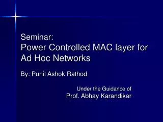 Seminar: Power Controlled MAC layer for Ad Hoc Networks