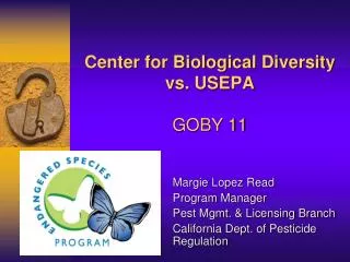 Center for Biological Diversity vs. USEPA GOBY 11