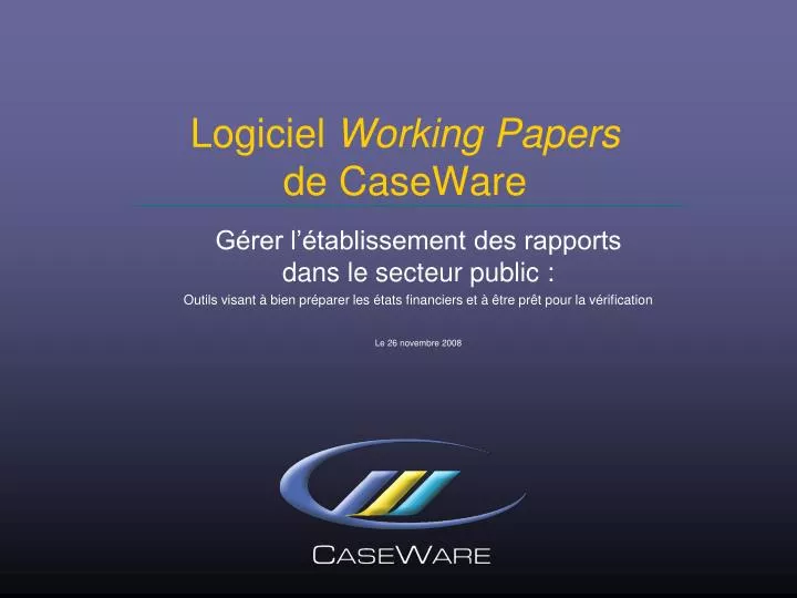 logiciel working papers de caseware