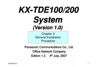 Panasonic Communications Co., Ltd. Office Network Company Edition 1.3 4 th July, 2007