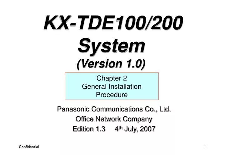 panasonic communications co ltd office network company edition 1 3 4 th july 2007