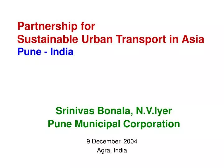 partnership for sustainable urban transport in asia pune india