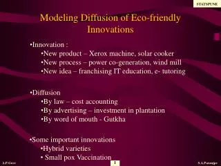 Modeling Diffusion of Eco-friendly Innovations