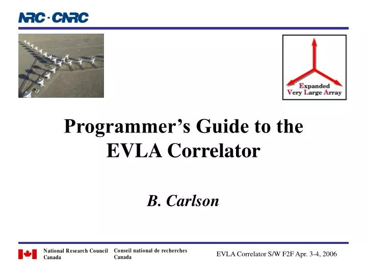programmer s guide to the evla correlator b carlson