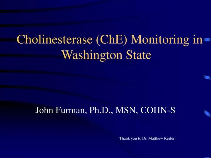 cholinesterase che monitoring in washington state