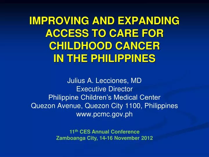 improving and expanding access to care for childhood cancer in the philippines