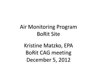 Air Monitoring Program BoRit Site