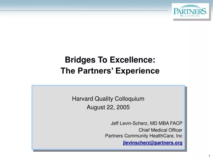 bridges to excellence the partners experience