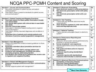 NCQA PPC-PCMH Content and Scoring