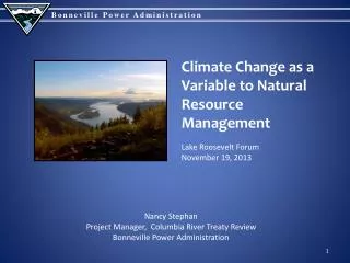 Climate Change as a Variable to Natural Resource Management