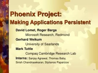 Phoenix Project: Making Applications Persistent